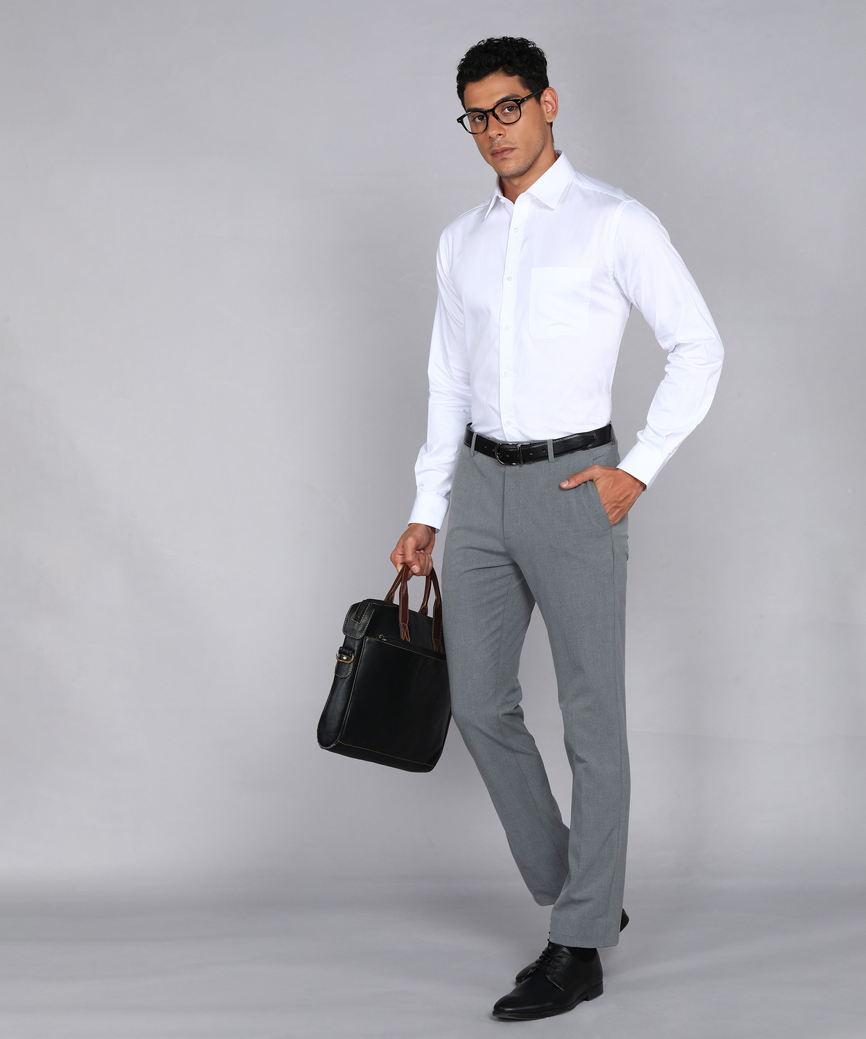 Image of Raymond Men Slim Fit Self Design Formal Shirt