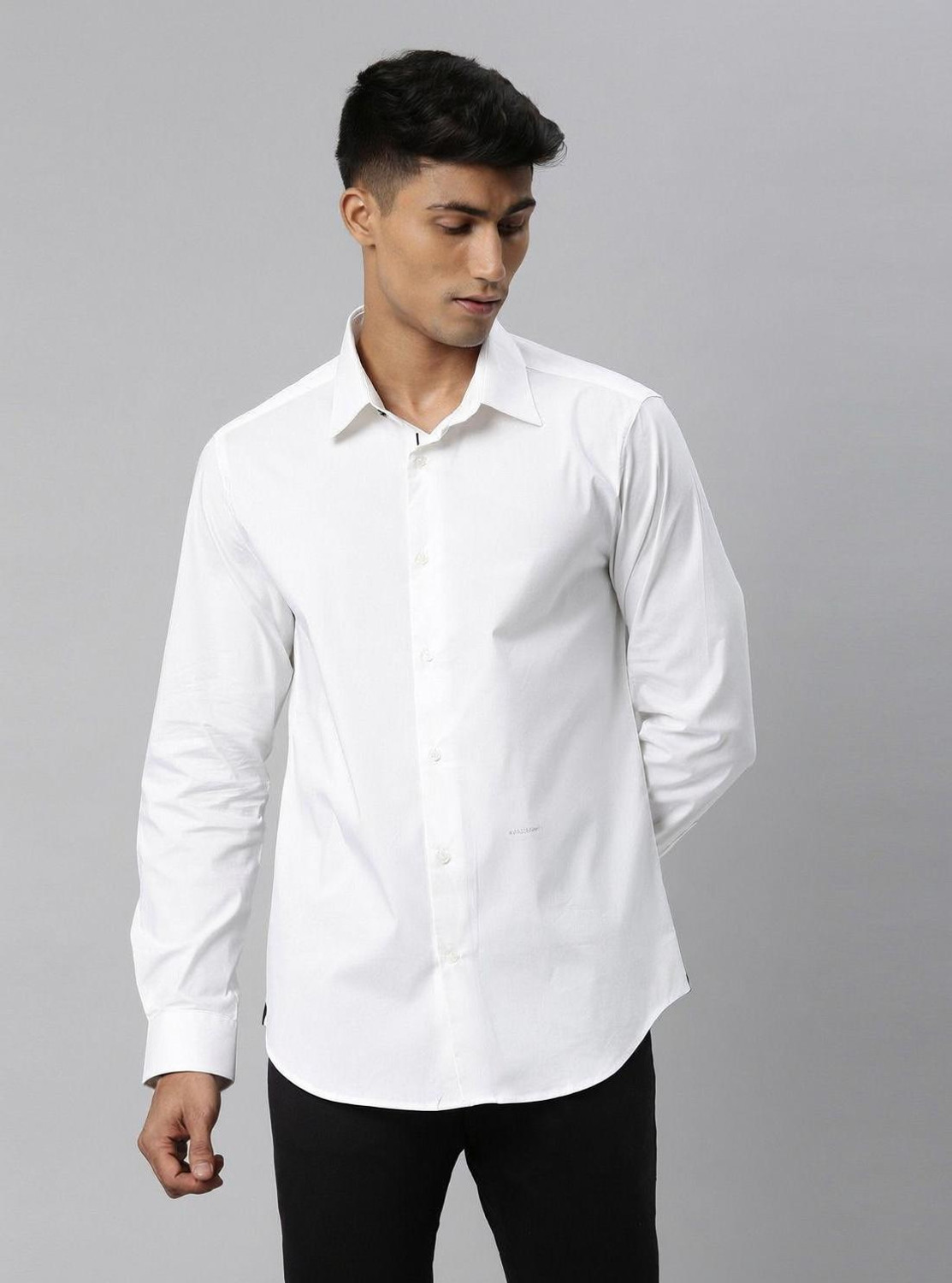 Image of RARE RABBIT Men Regular Fit Solid Casual Shirt