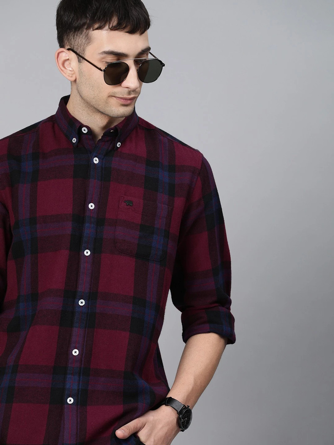 THE BEAR HOUSE Men Slim Fit Checkered Shirt - Image 1