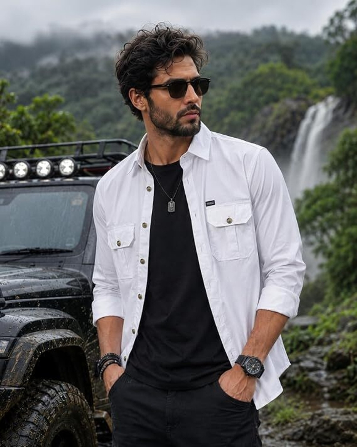 Image of Roadster Men Regular Fit Solid Spread Collar Casual Shirt