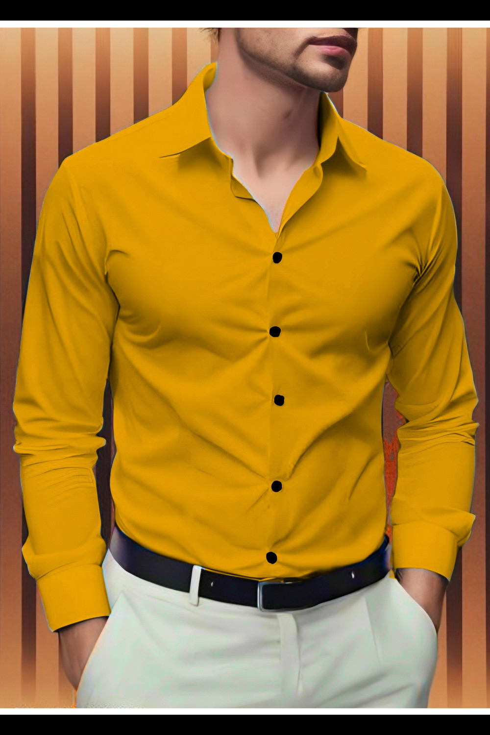 Image of trouwaille Men Regular Fit Printed Button Down Collar Casual Shirt