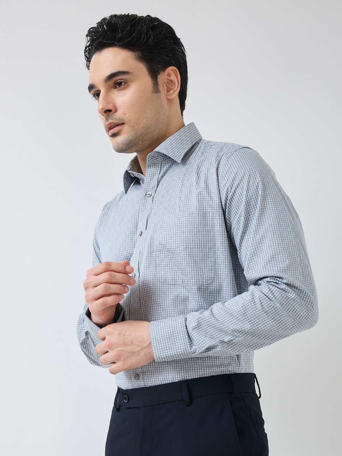Image of Raymond Men Regular Fit Self Design Formal Shirt