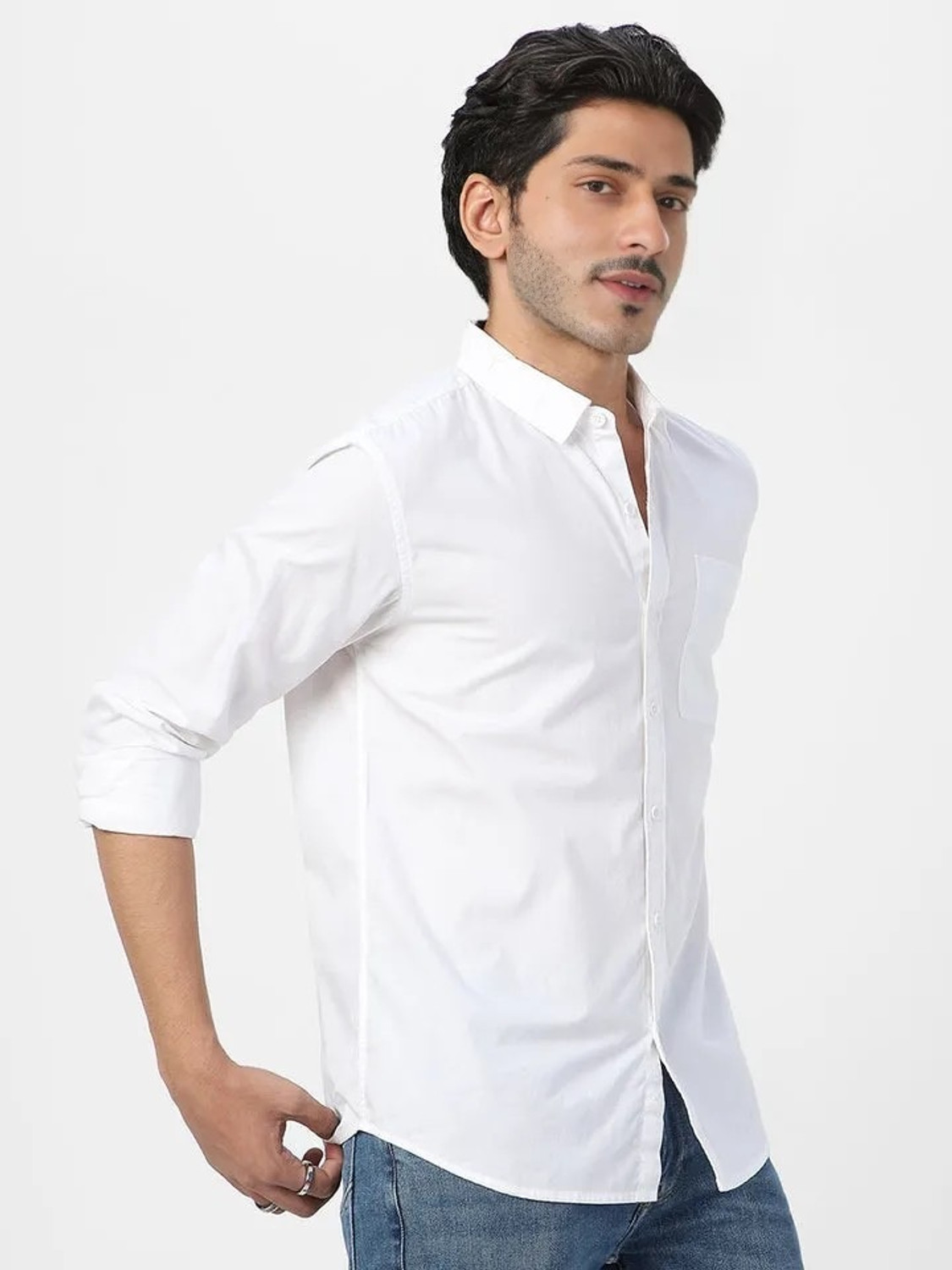 Image of Vexlor Men Regular Fit Solid Spread Collar Casual Shirt
