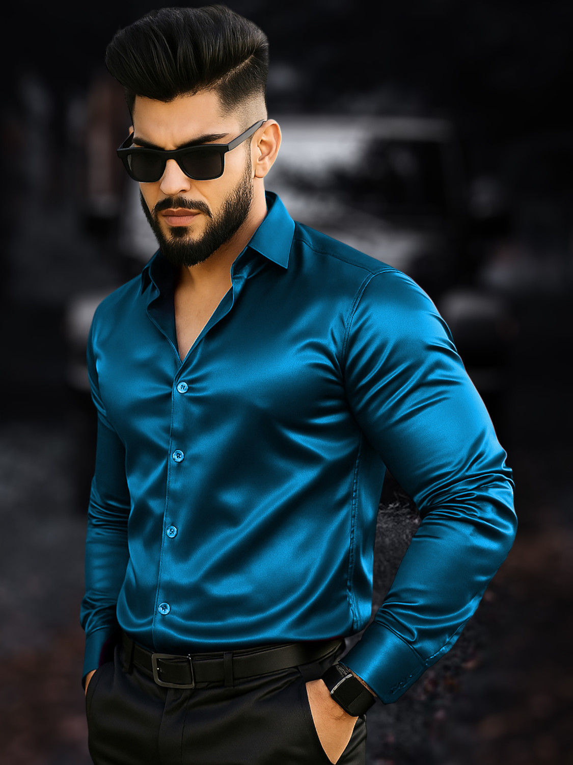 Image of SJSilk Men Regular Fit Solid Formal Shirt