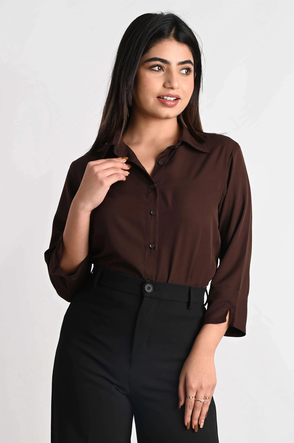 Image of GM SARA Women Regular Fit Solid Button Down Collar Formal Shirt (Pack of 2)