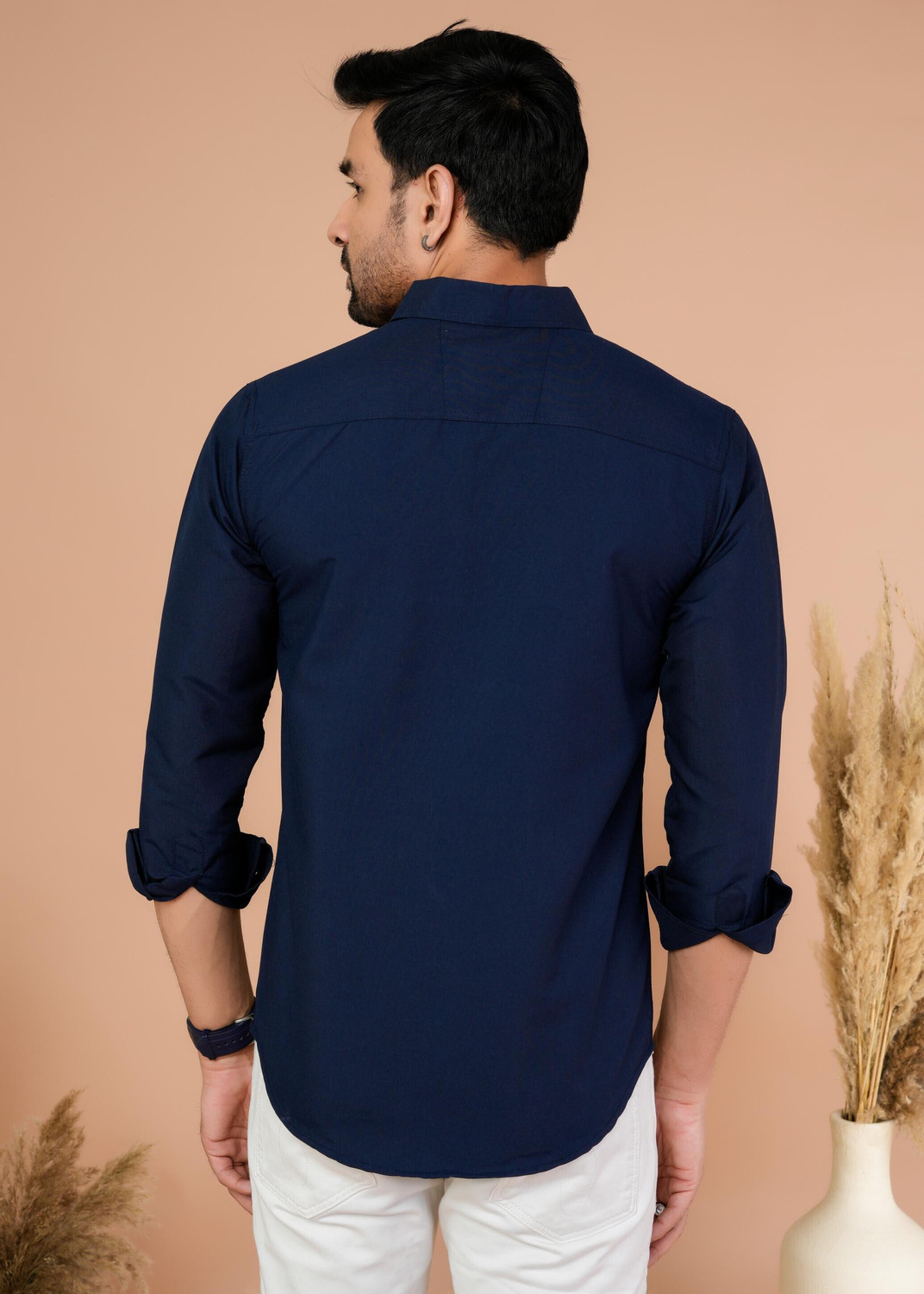 Image of ShirtandTees Men Regular Fit Solid Spread Collar Casual Shirt