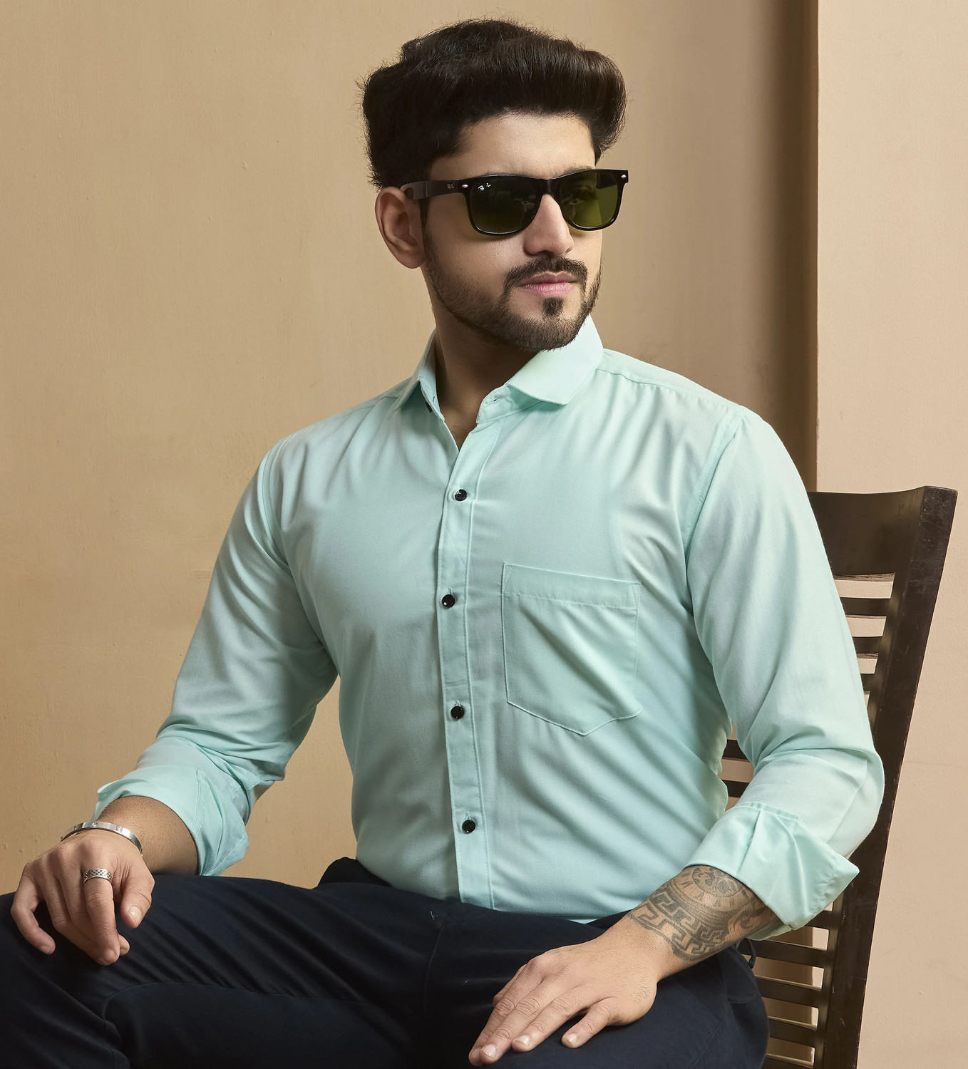 Image of FIBERMILL Men Slim Fit Solid Formal Shirt