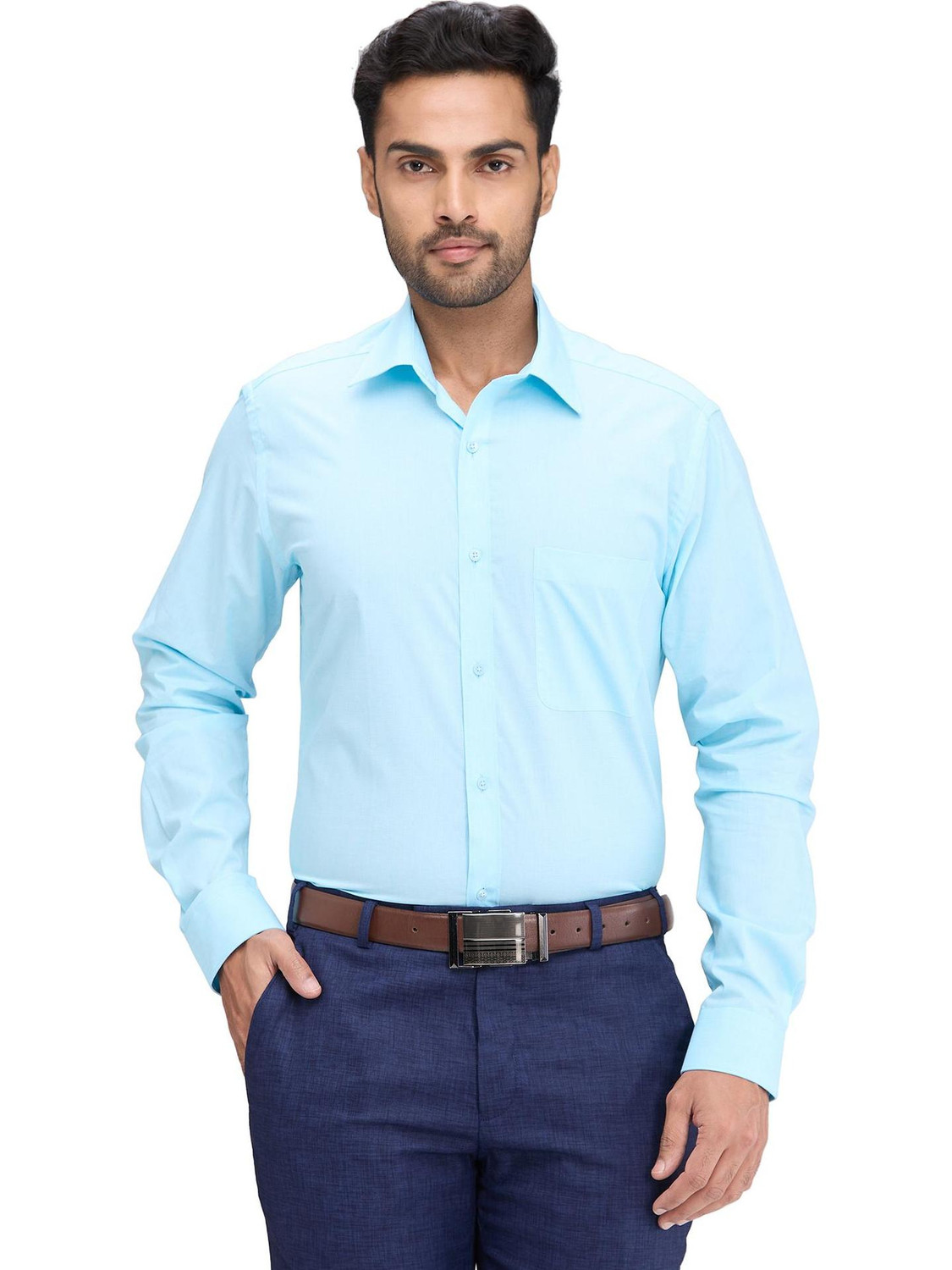 Image of Raymond Men Slim Fit Solid Formal Shirt