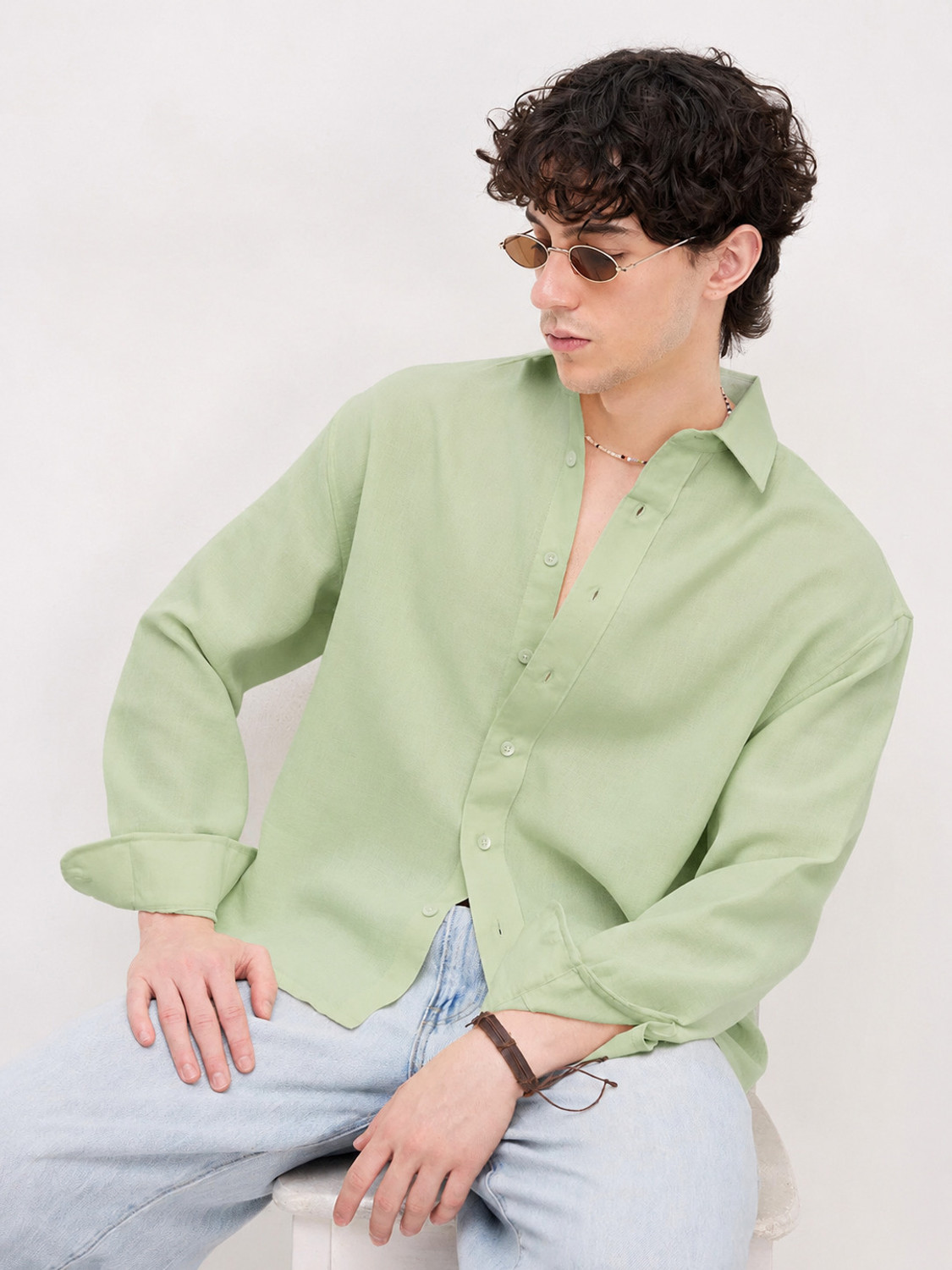 WE KAIKA Men Green Casual Shirt - Image 3