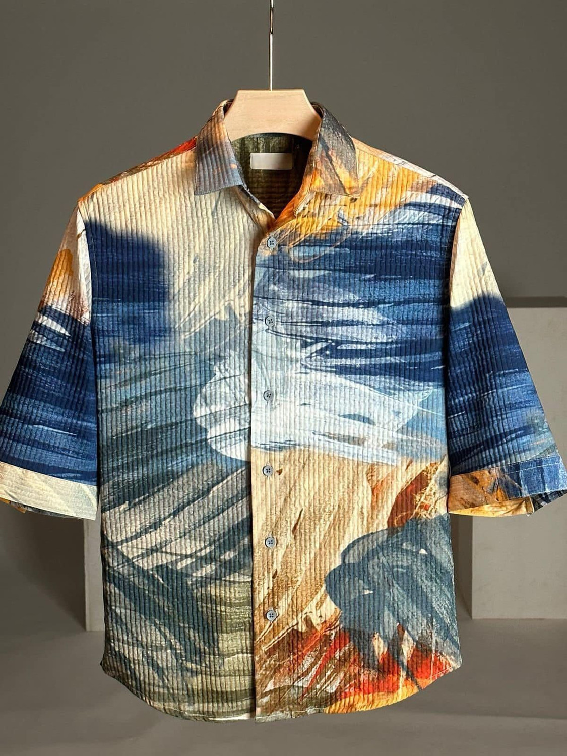 Image of trouwaille Men Regular Fit Printed Button Down Collar Casual Shirt