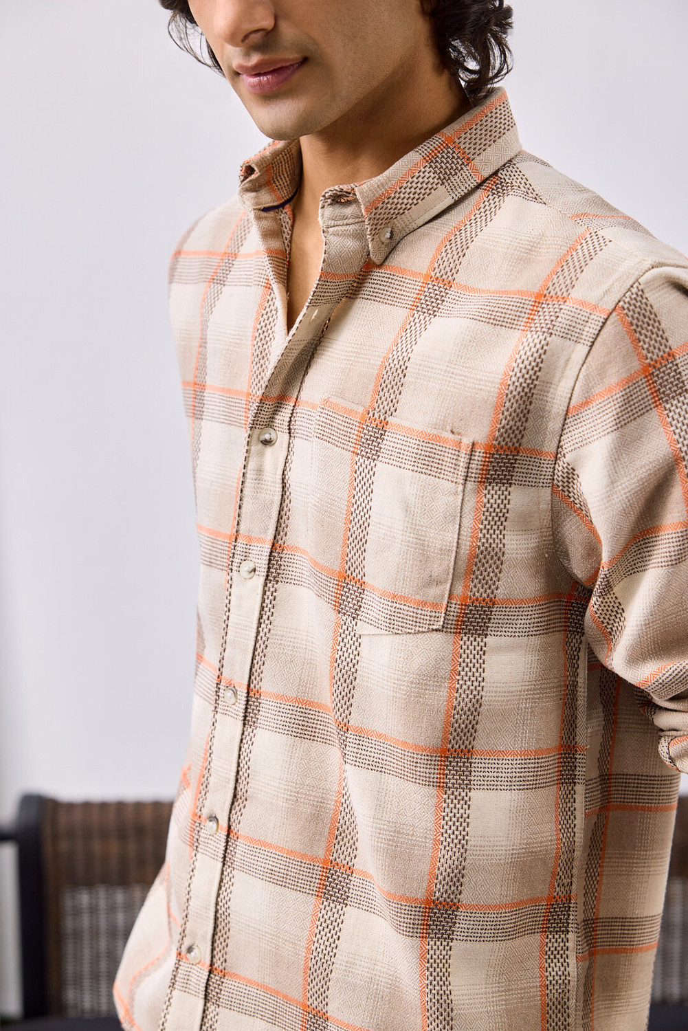Image of UNSTD Men Regular Fit Cotton Checked Shirt | Full Sleeves Men Relaxed Fit Fit Striped Spread Collar Casual Shirt