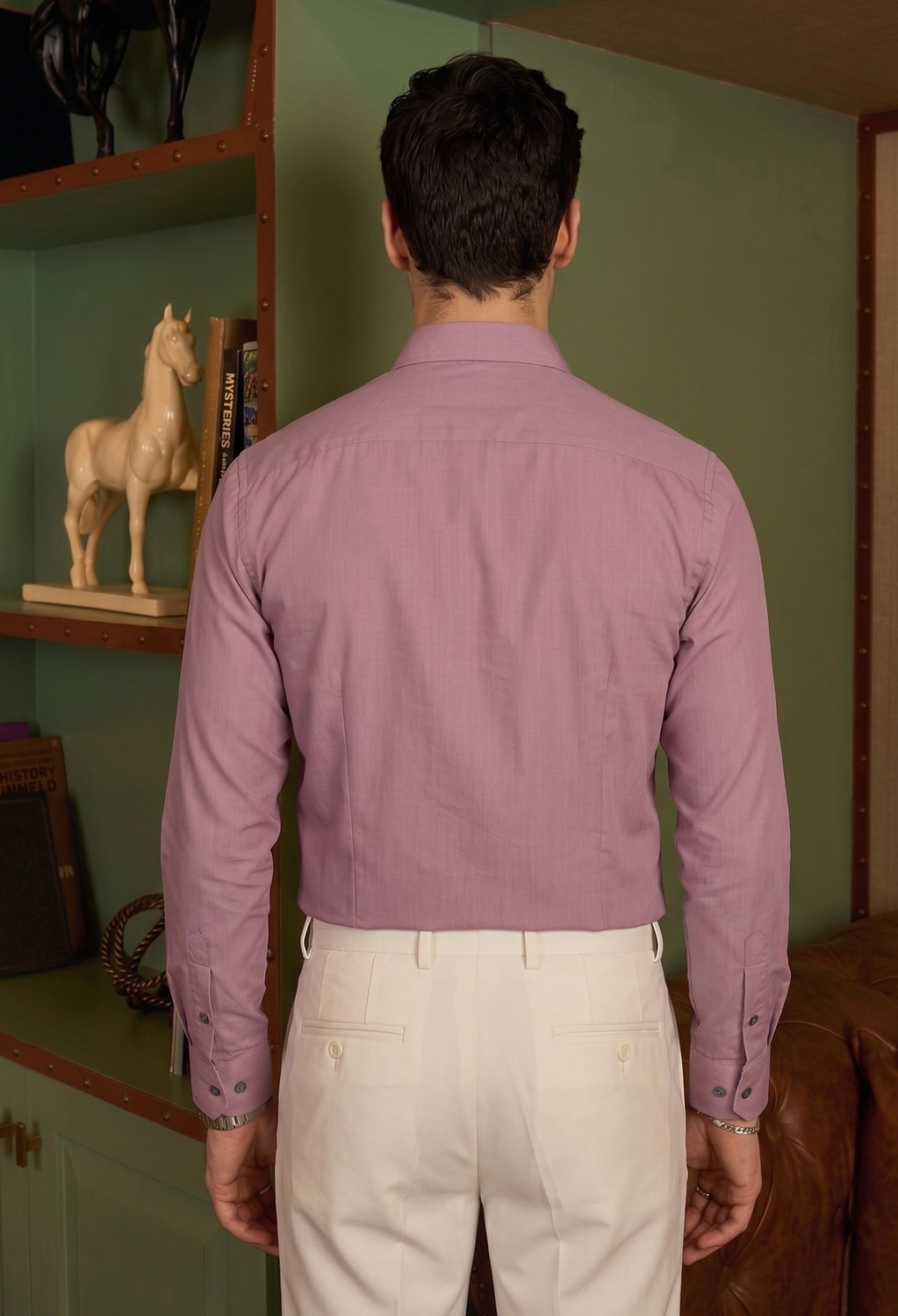 Image of FIBERMILL Men Slim Fit Solid Spread Collar Formal Shirt
