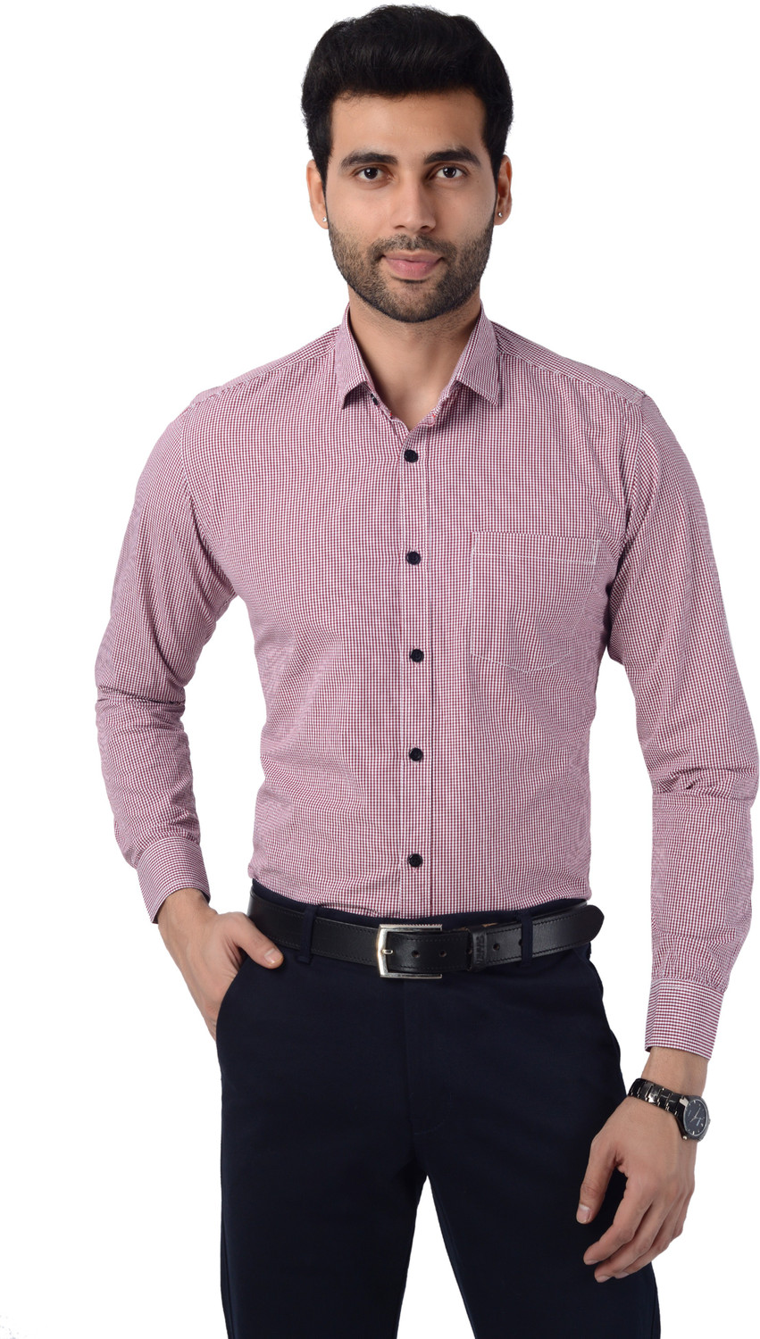 Image of FIBERMILL Men Slim Fit Solid Spread Collar Formal Shirt