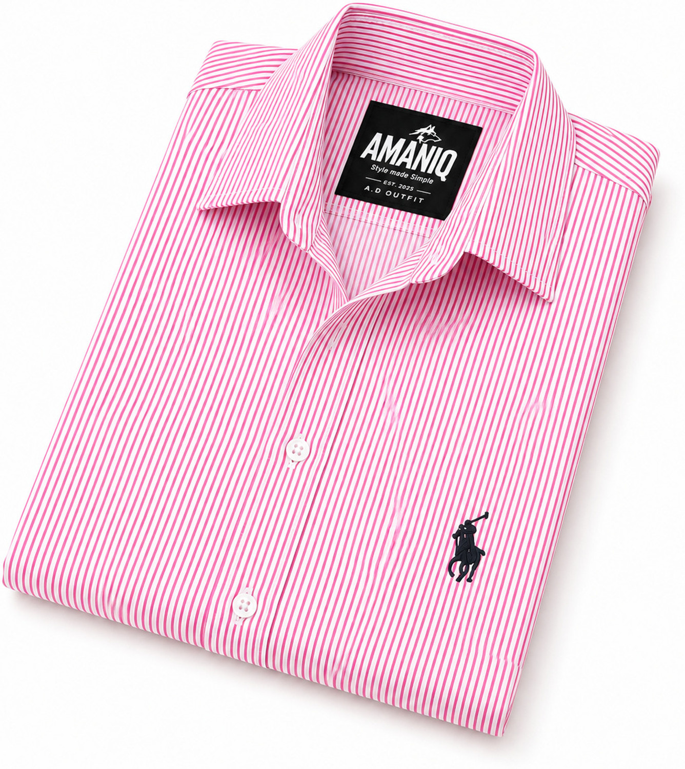 Amaniq Pink Striped Casual Shirt - Image 3
