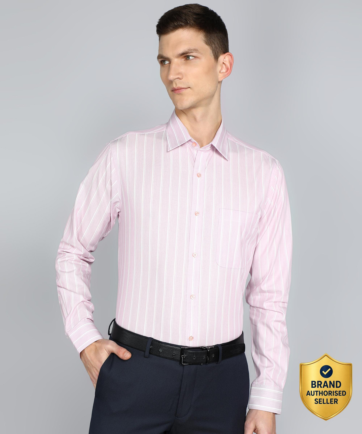 Image of Raymond Men Regular Fit Self Design Formal Shirt