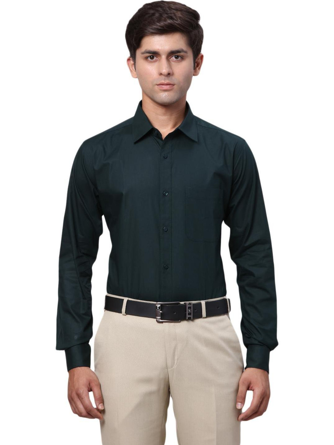 Image of Raymond Men Regular Fit Solid Cut Away Collar Formal Shirt