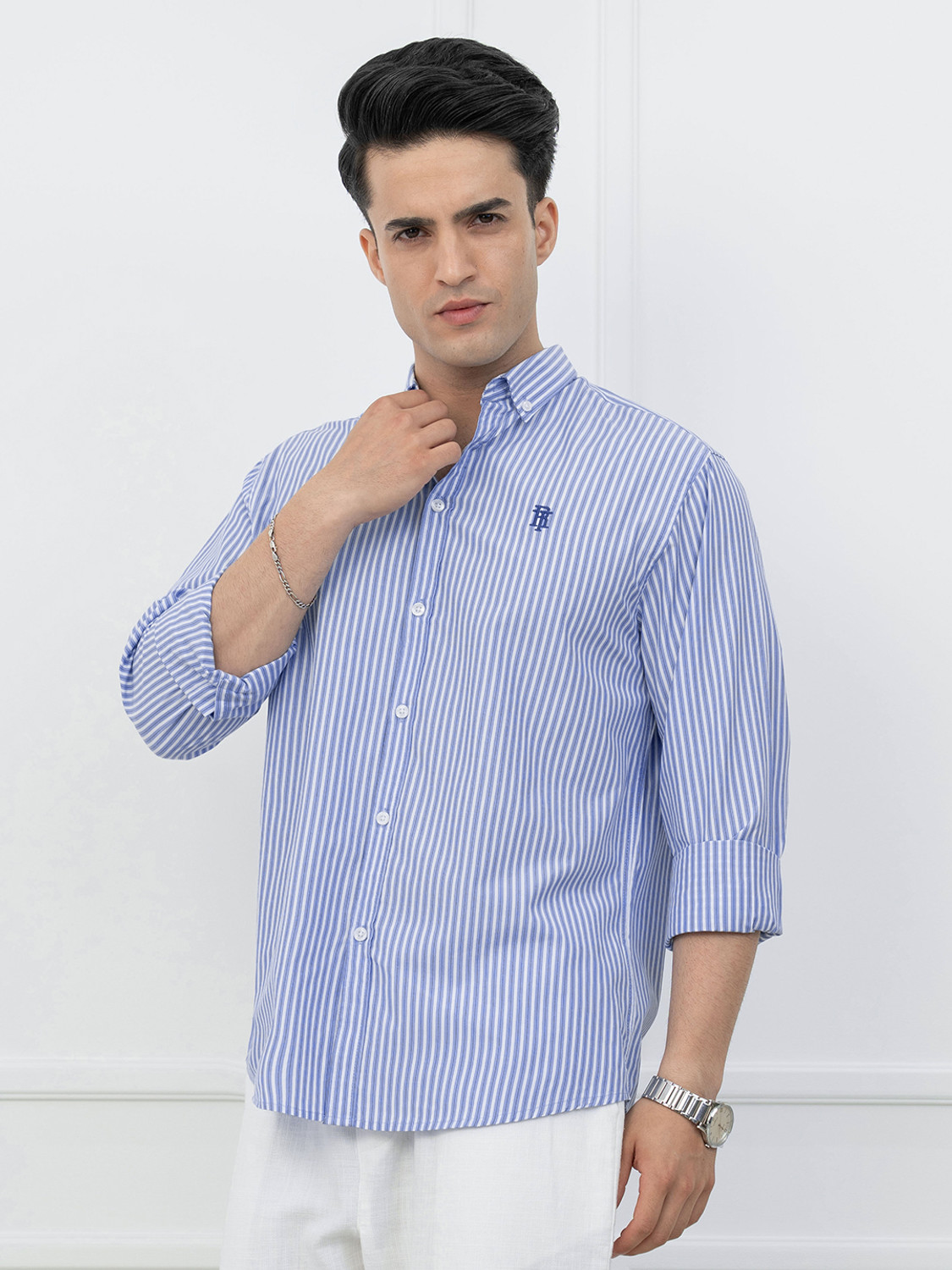 Image of U.S. POLO ASSN. Men Regular Fit Checkered Spread Collar Casual Shirt