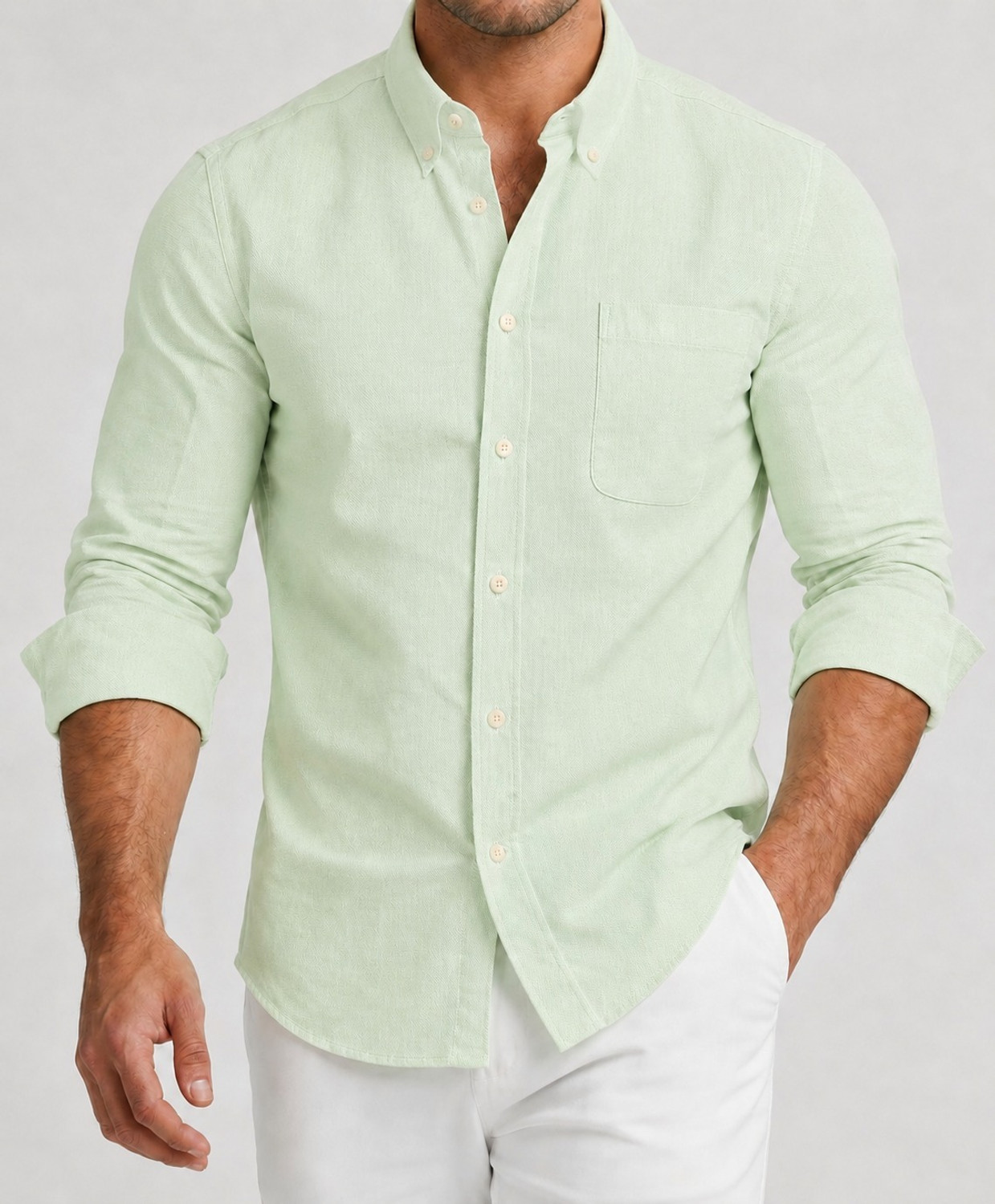Image of FIBERMILL Men Slim Fit Solid Spread Collar Formal Shirt