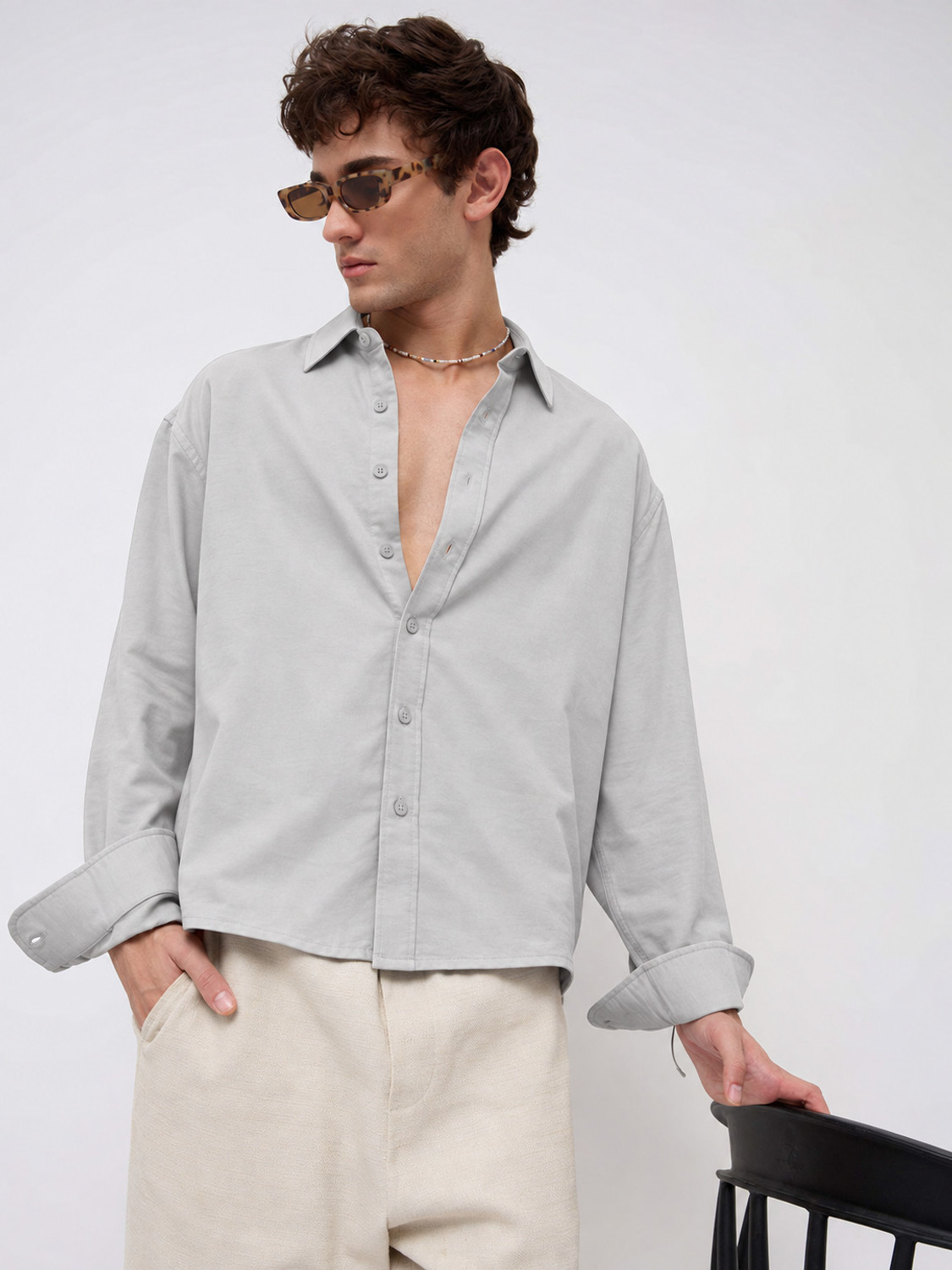 WE KAIKA Men Grey Casual Shirt - Image 4