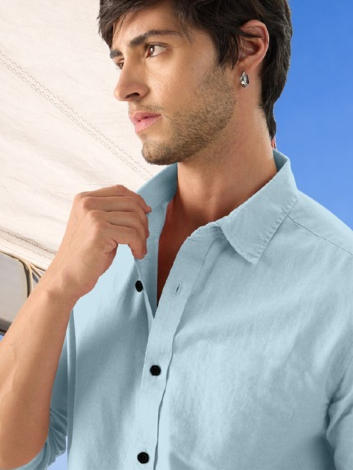 Image of Stylora Men Slim Fit Solid Spread Collar Casual Shirt