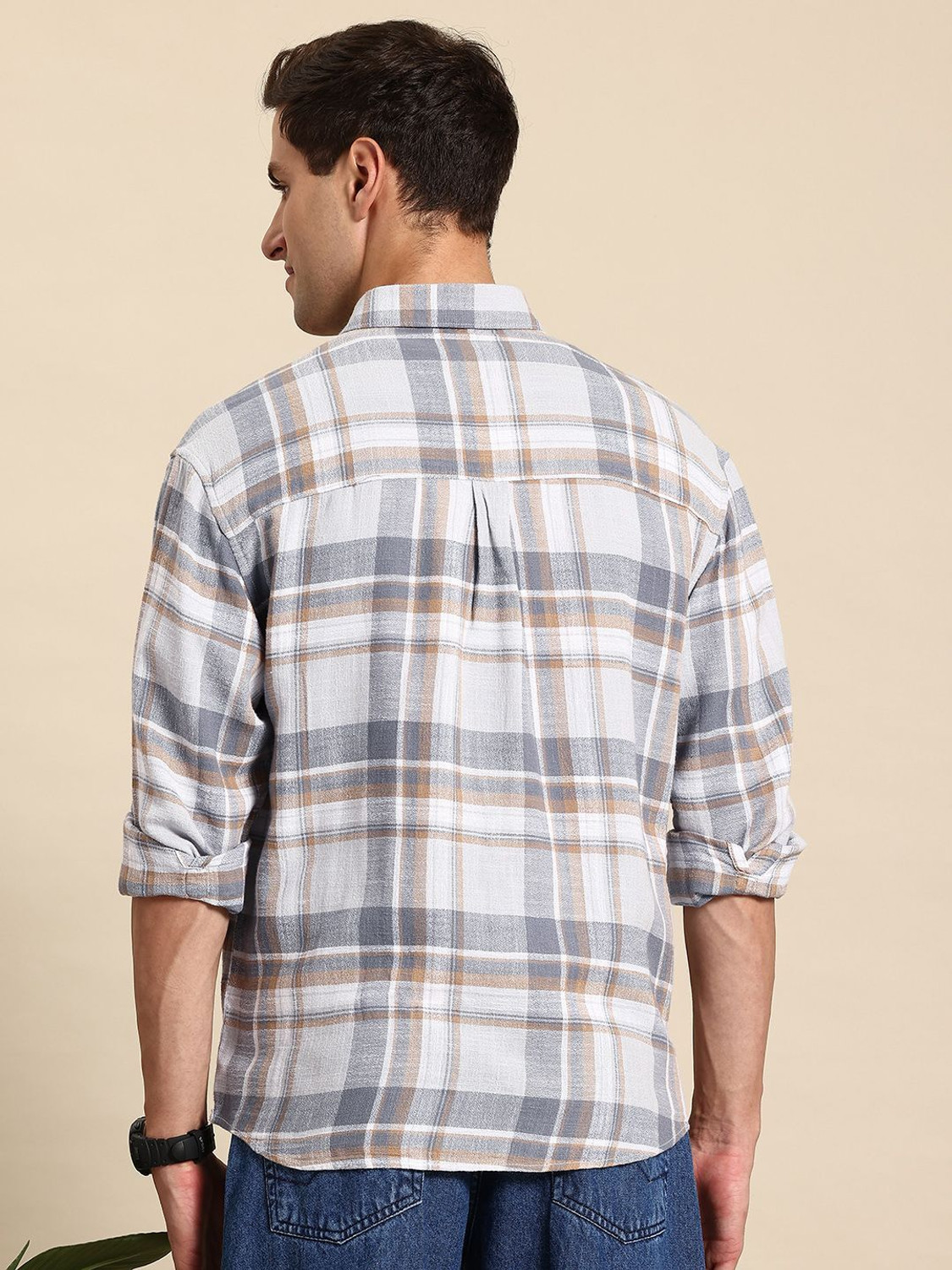 Image of Mast & Harbour Men Regular Fit Checkered Casual Shirt
