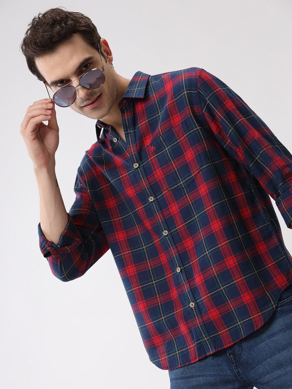 WROGN Men Slim Fit Checkered Casual Shirt - Image 1