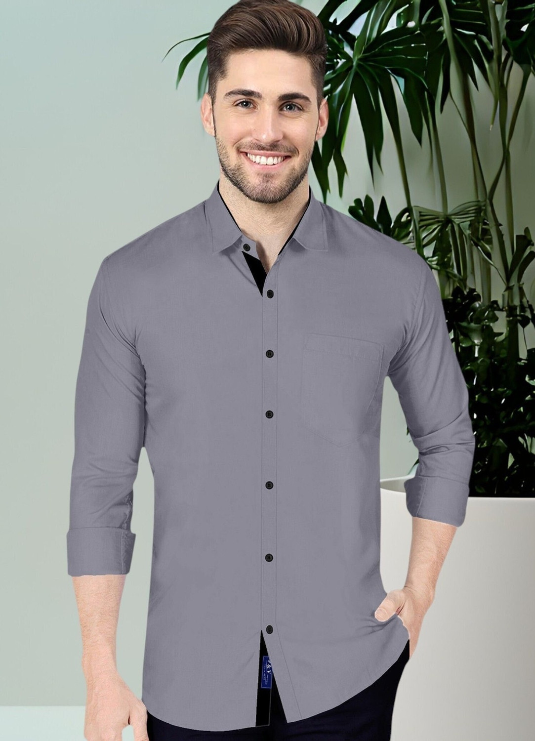 Flipkart SmartBuy Men Grey Casual Shirt - Image 5