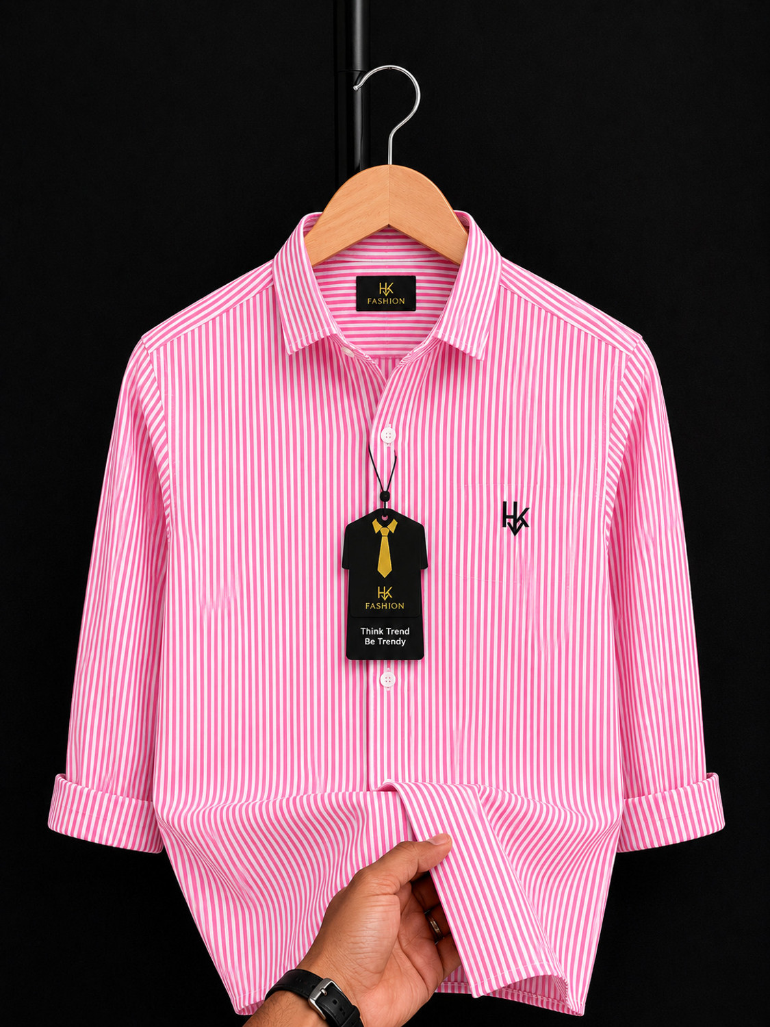 HKV FASHION Men Regular Fit Striped Spread Collar Casual Shirt - Image 1