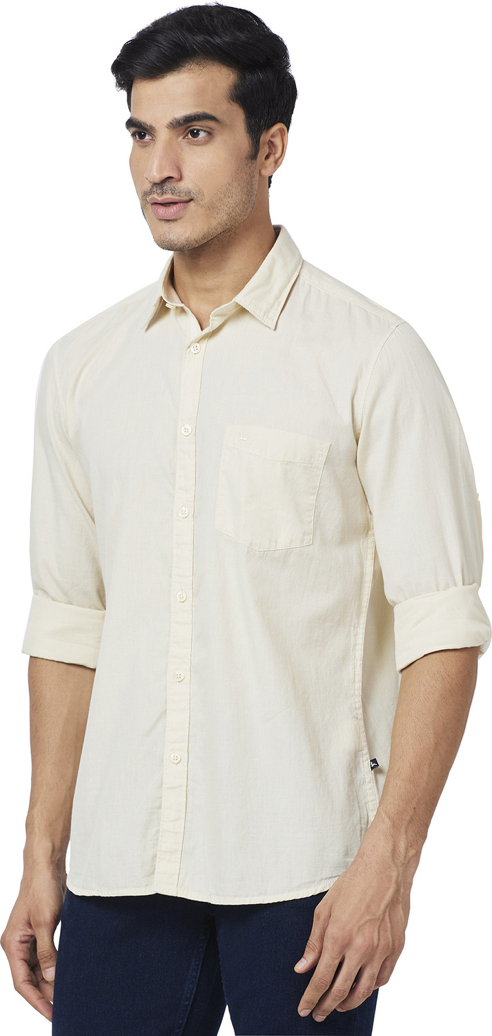Image of PARX Men Slim Fit Solid Spread Collar Casual Shirt