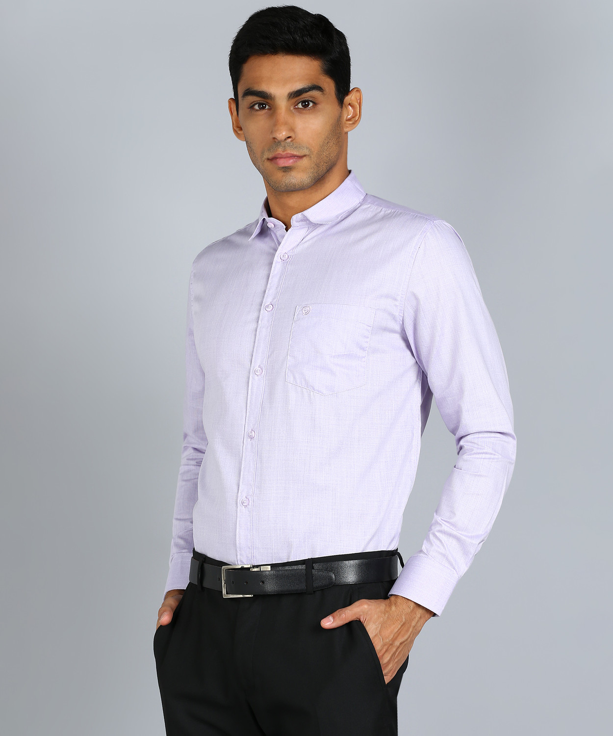 Image of SAM & JACK Men Regular Fit Self Design Spread Collar Formal Shirt