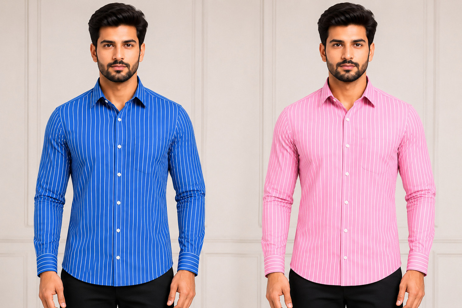 NEOBOTT Men Slim Fit Striped Shirt - Image 1