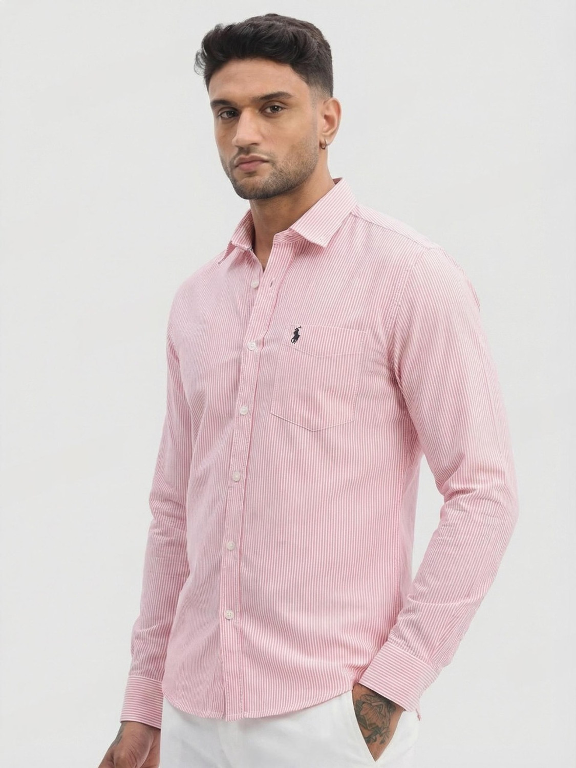 Image of RADHIKA FASHION HOUSE Men Regular Fit Striped Curved Collar Casual Shirt