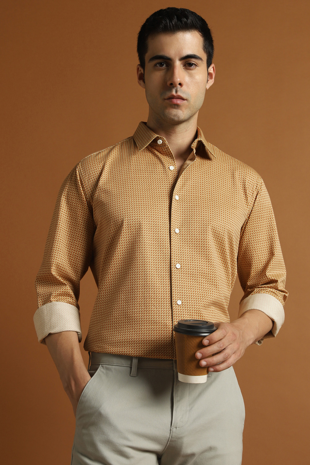 Image of Raymond Men Slim Fit Checkered Formal Shirt