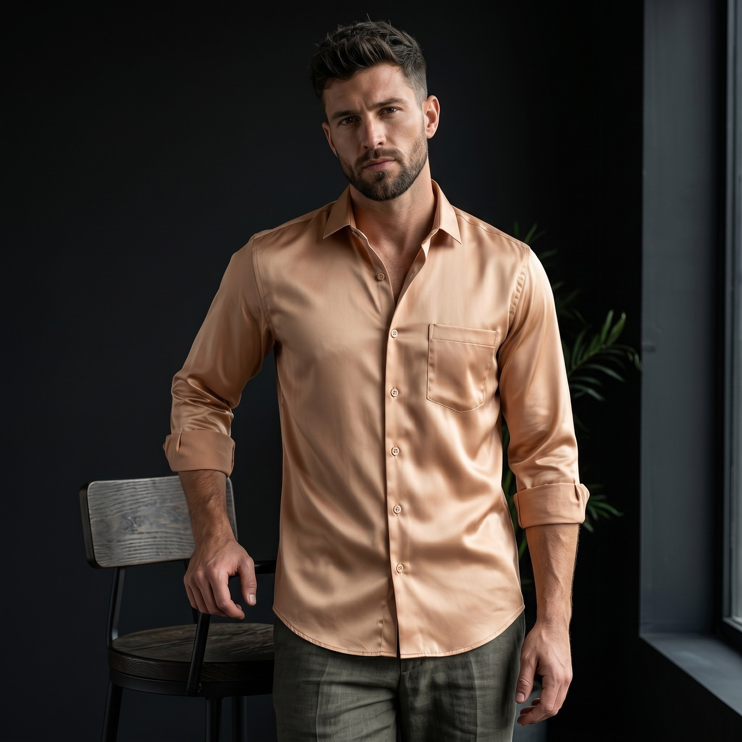 Image of Tanip Men Regular Fit Checkered Spread Collar Casual Shirt