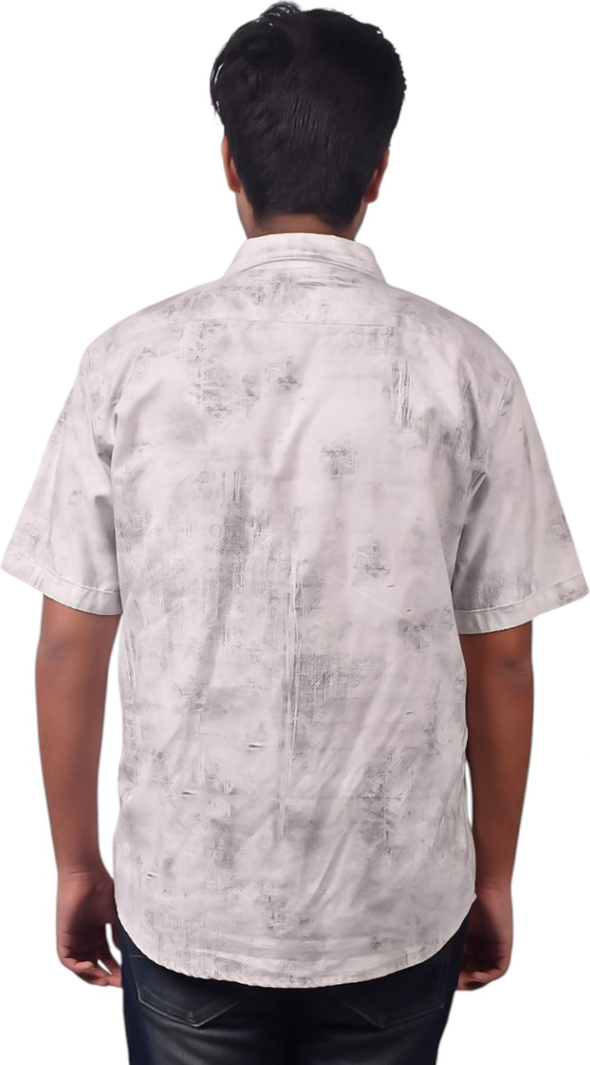 Image of aarom Boys Boxy Fit Graphic Print, Washed Spread Collar Casual Shirt