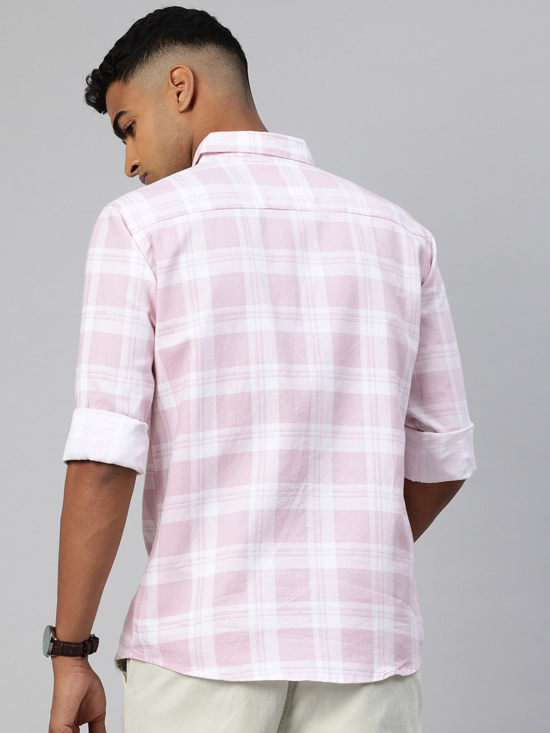 Image of Majestic Man Men Slim Fit Checkered Spread Collar Casual Shirt
