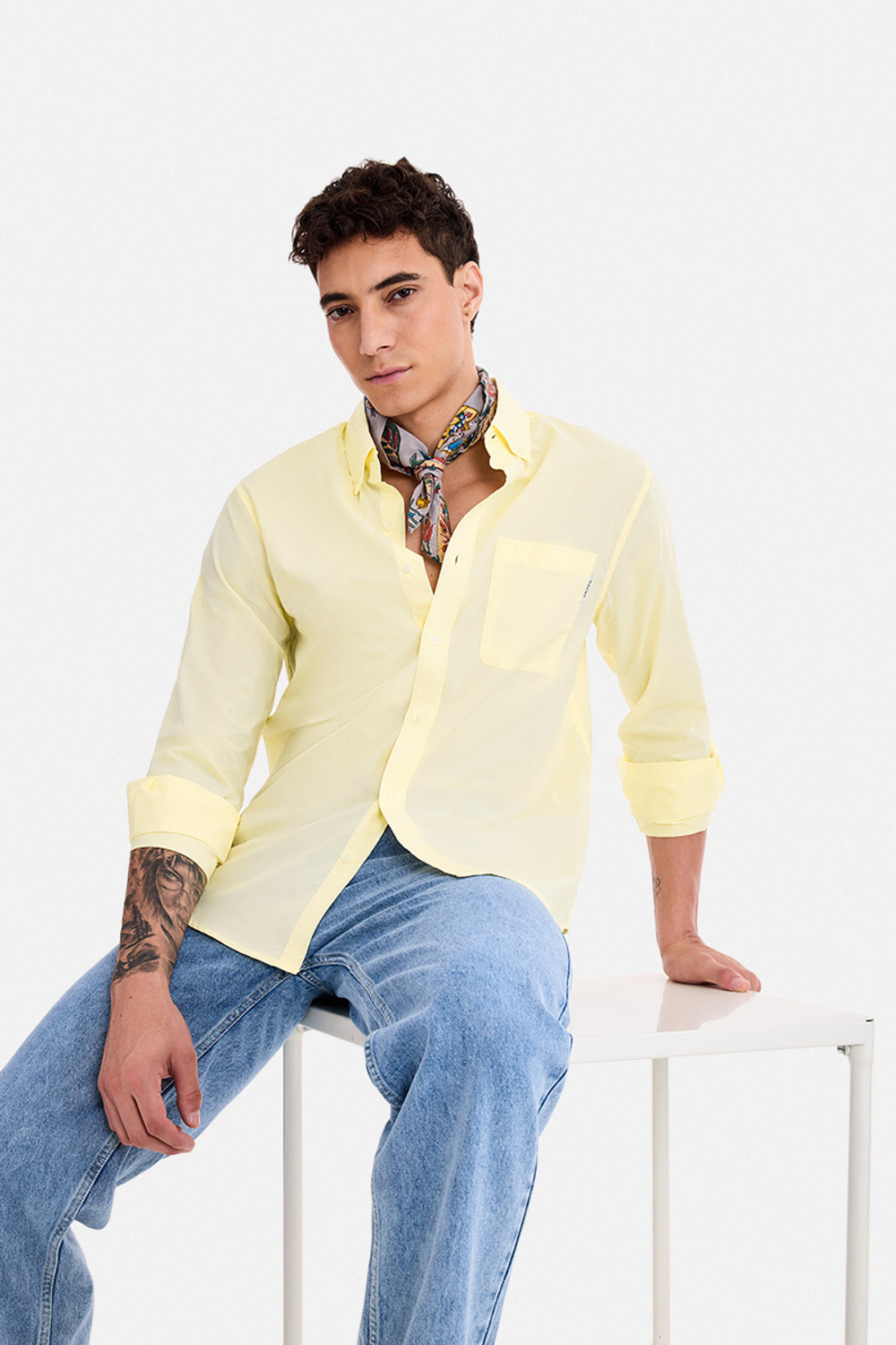 Image of mischief monkey Men Tailored Fit Striped Button Down Collar Casual Shirt