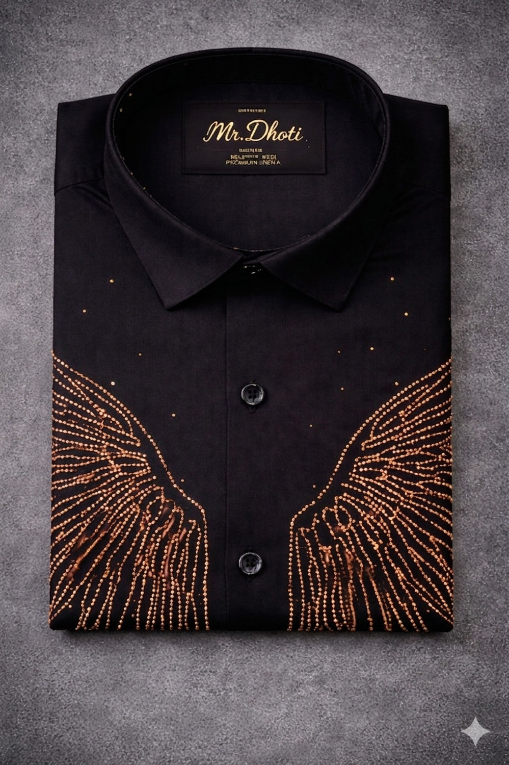 Image of MrDhoti Men Slim Fit Embellished Spread Collar Festive Shirt