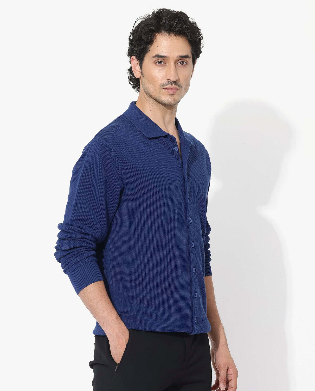 Image of RARE RABBIT Men Regular Fit Solid Casual Shirt
