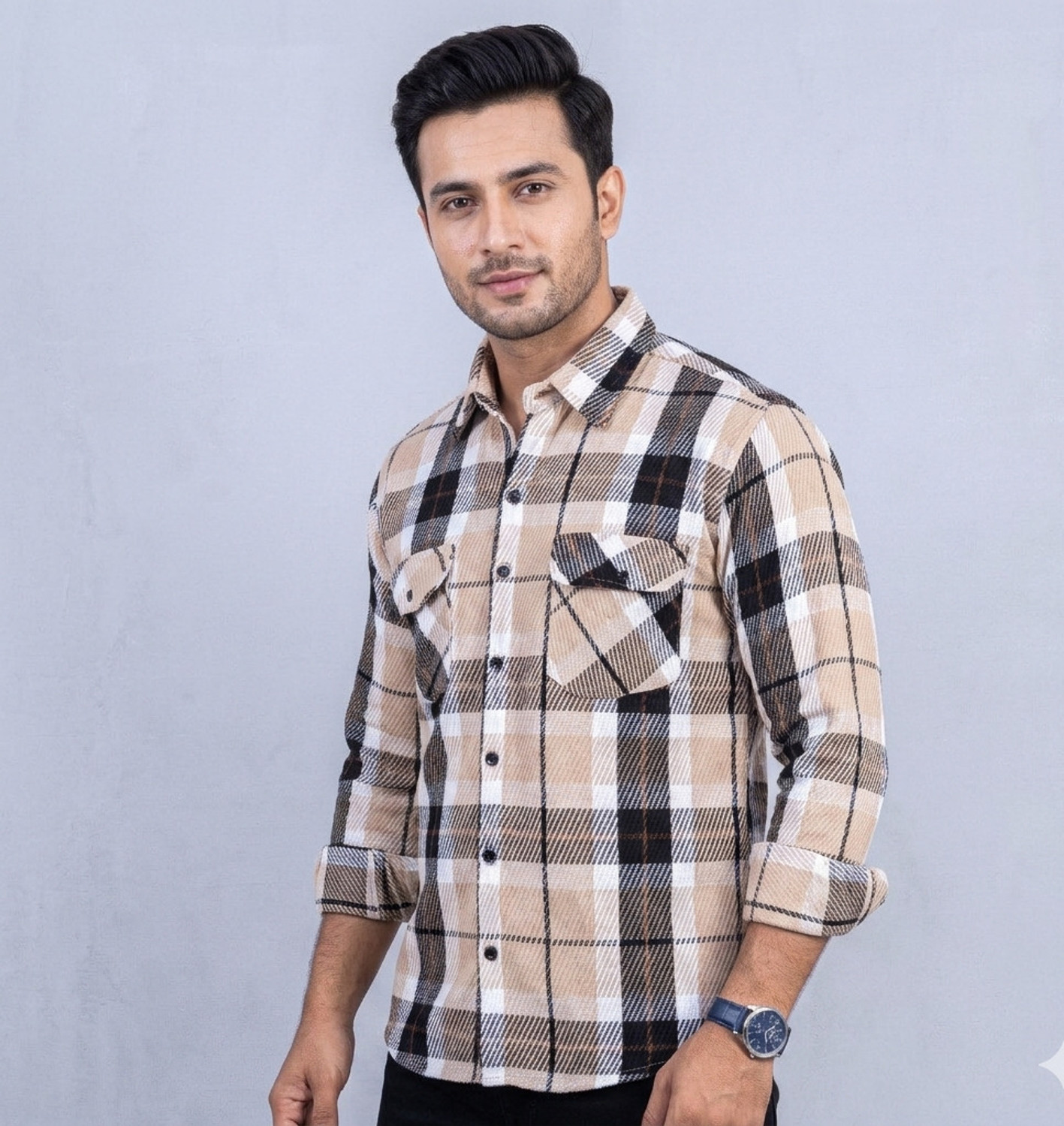 Image of trouwaille Men Regular Fit Printed Button Down Collar Casual Shirt