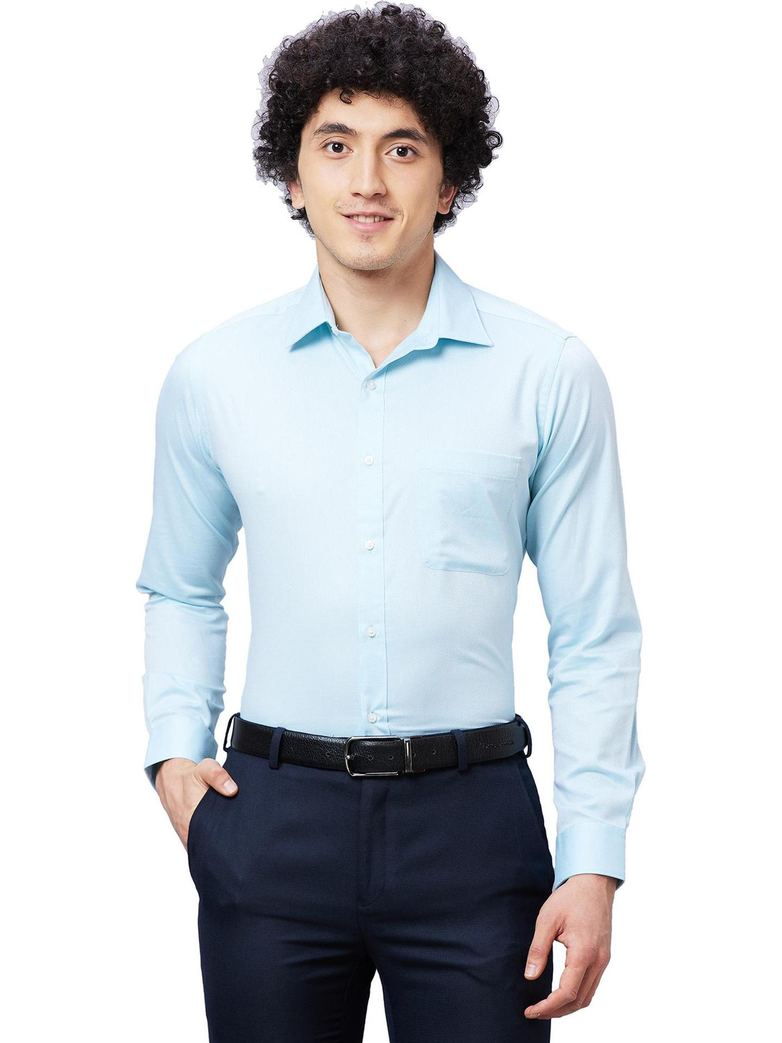 Image of Raymond Men Slim Fit Self Design Formal Shirt