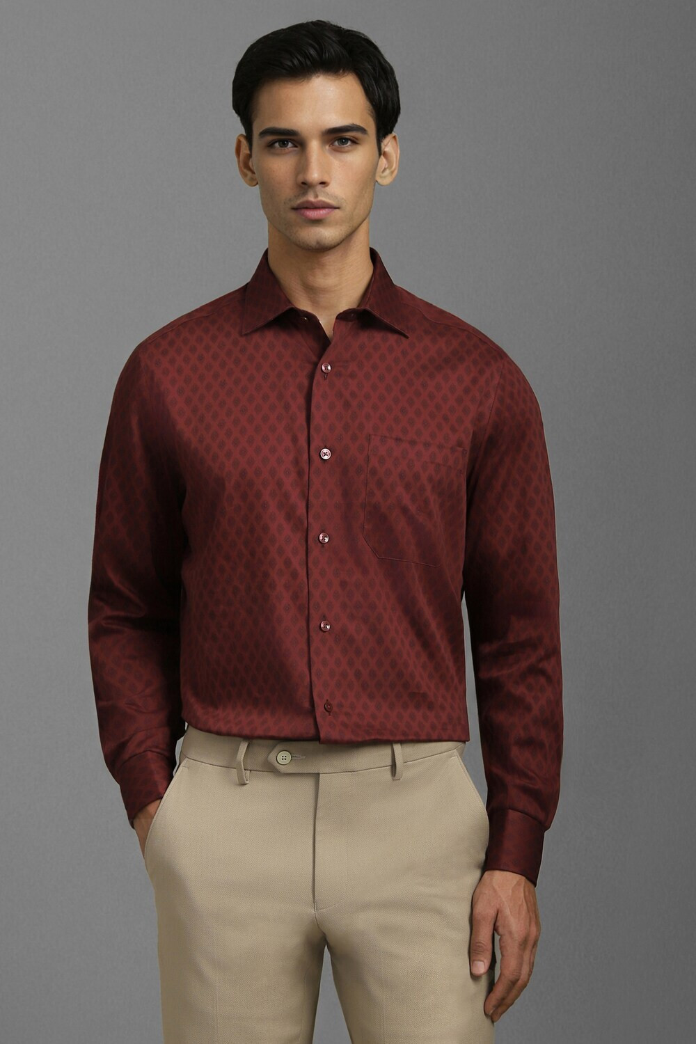 Image of LOUIS PHILIPPE Men Regular Fit Printed Spread Collar Formal Shirt