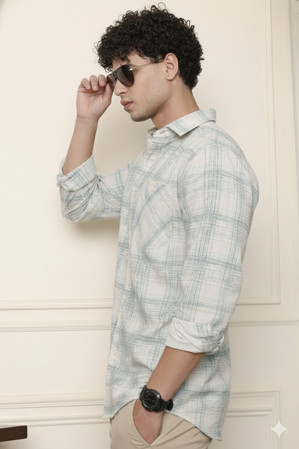 Image of Tanip Men Regular Fit Checkered Spread Collar Casual Shirt