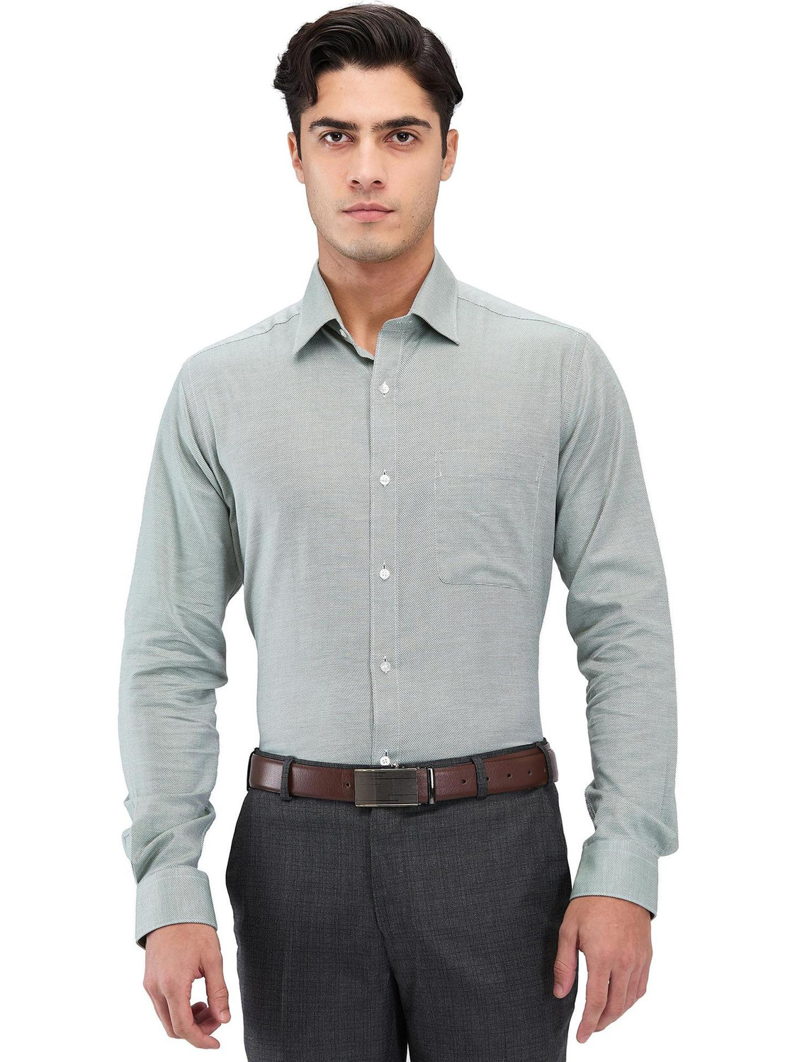 Image of Raymond Men Slim Fit Solid Formal Shirt