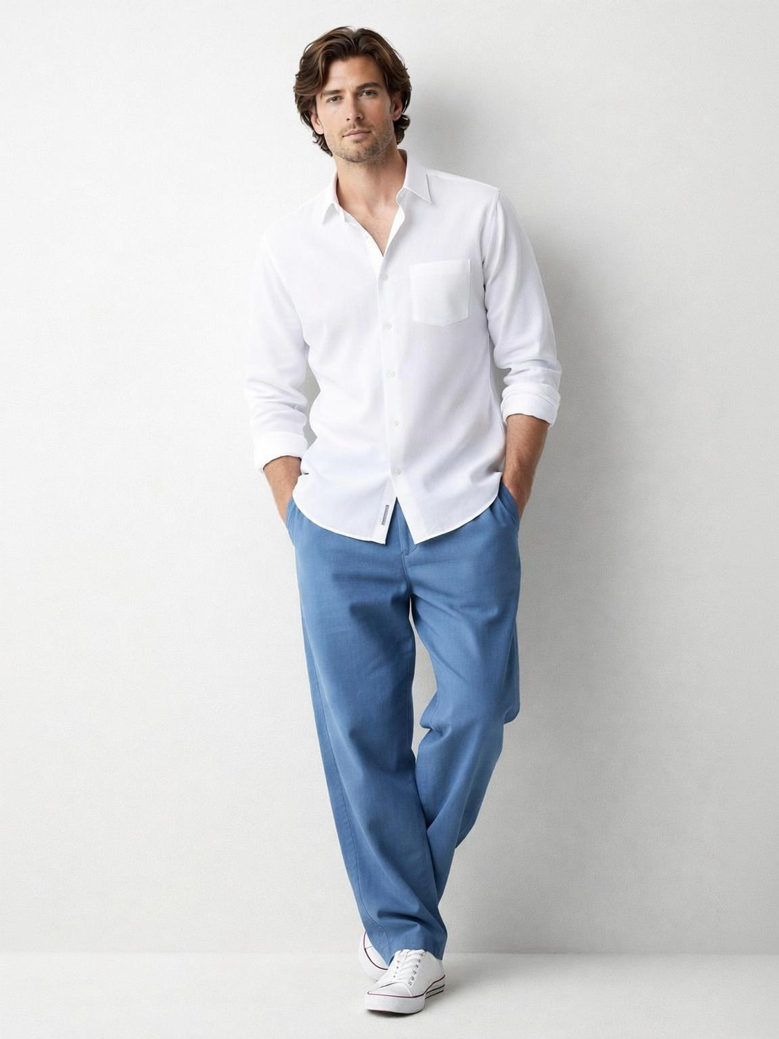 Image of Vexlor Men Regular Fit Solid Spread Collar Casual Shirt