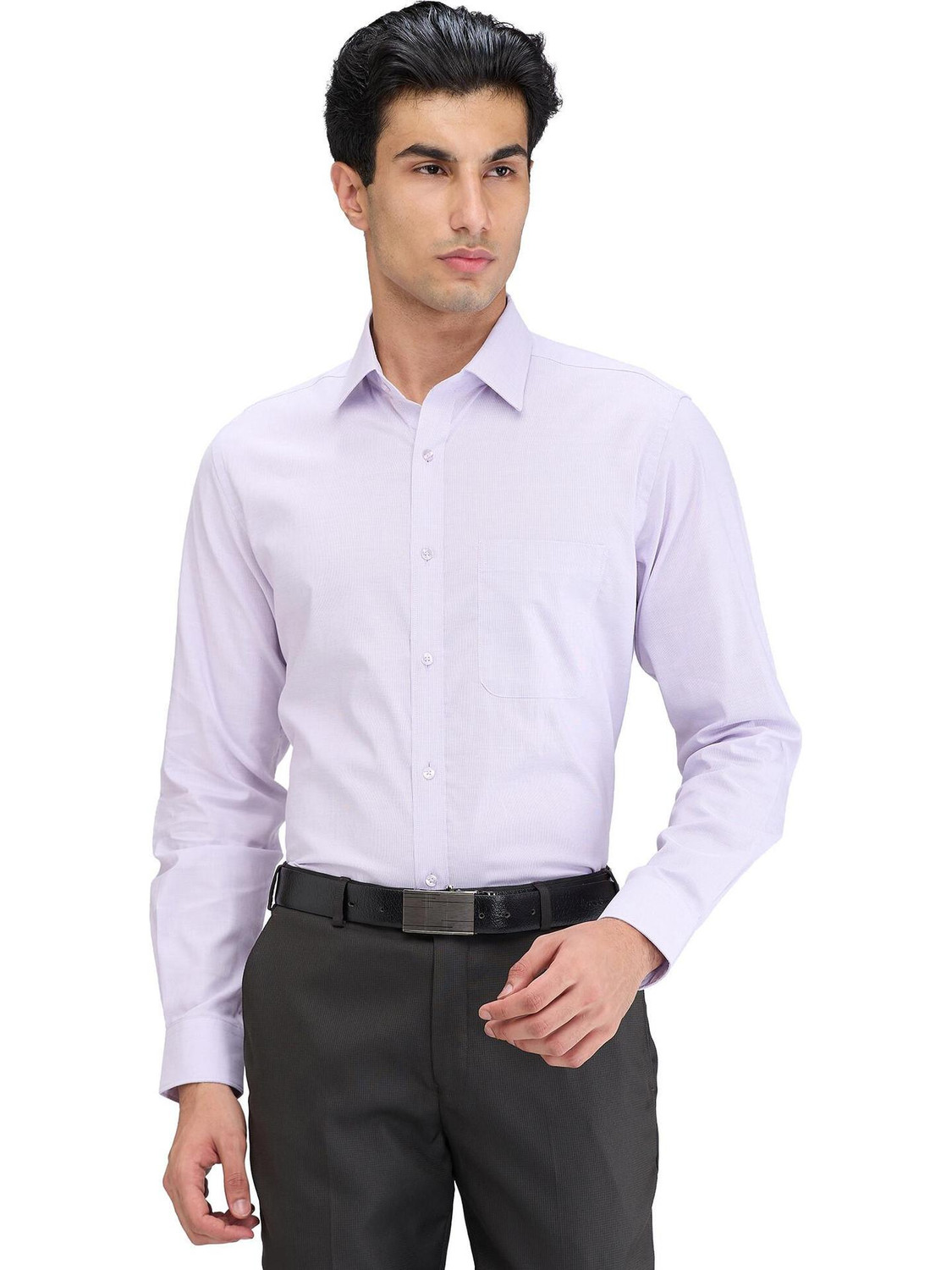 Image of Raymond Men Regular Fit Self Design Formal Shirt