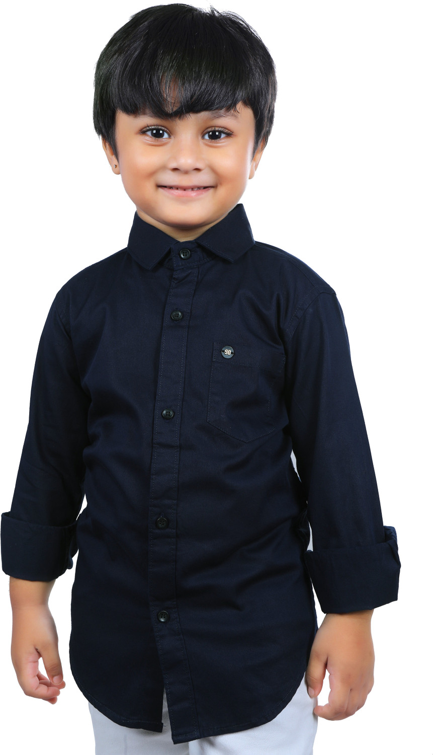 SKY PEARL Boys Regular Fit Solid Spread Collar Shirt - Image 1