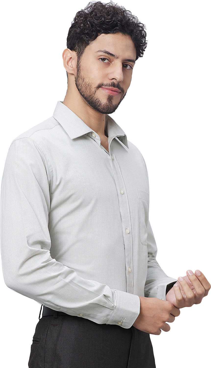 Image of Raymond Men Slim Fit Self Design Cut Away Collar Formal Shirt