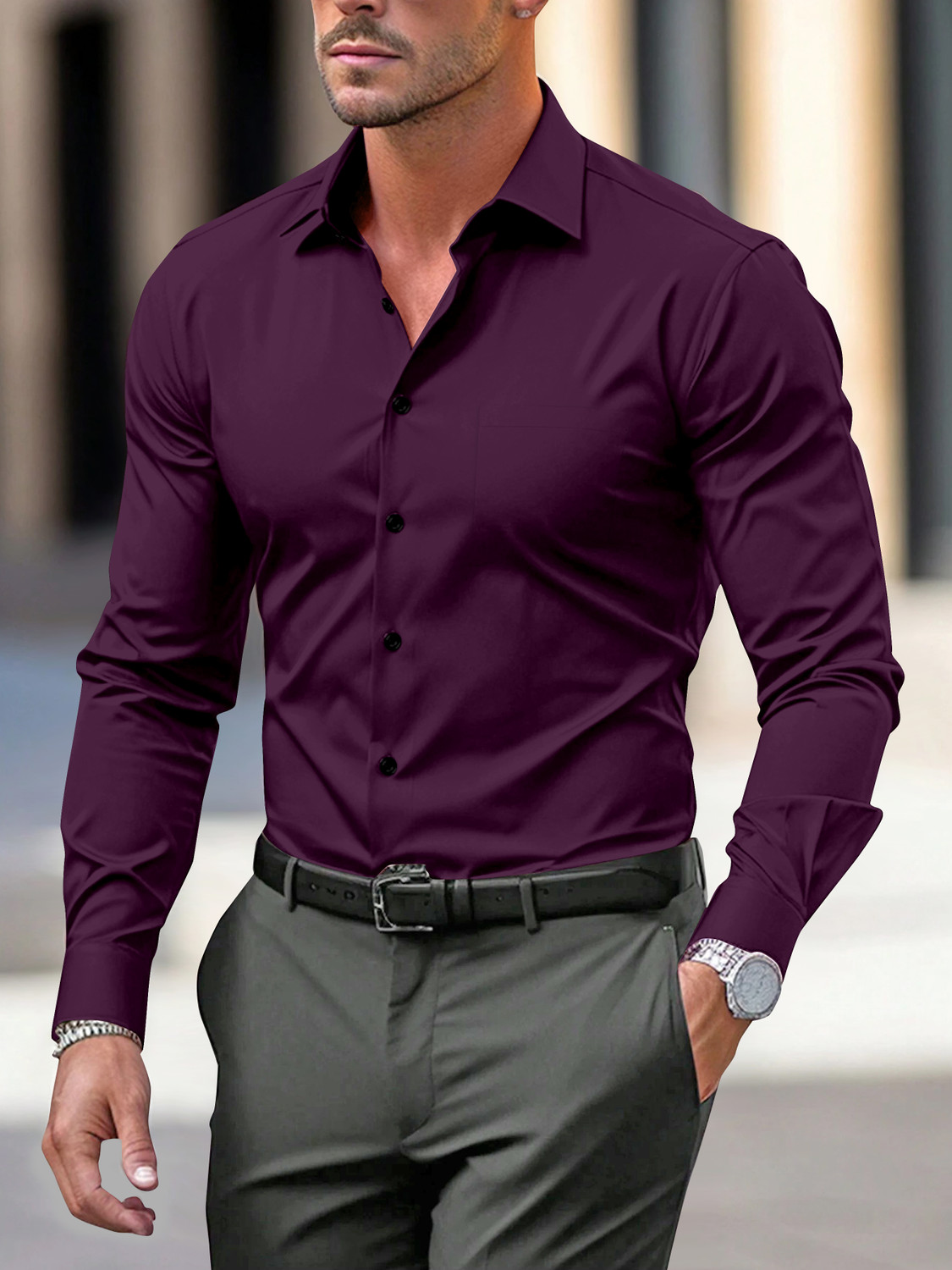 Image of METRONAUT Men Regular Fit Solid Spread Collar Casual Shirt
