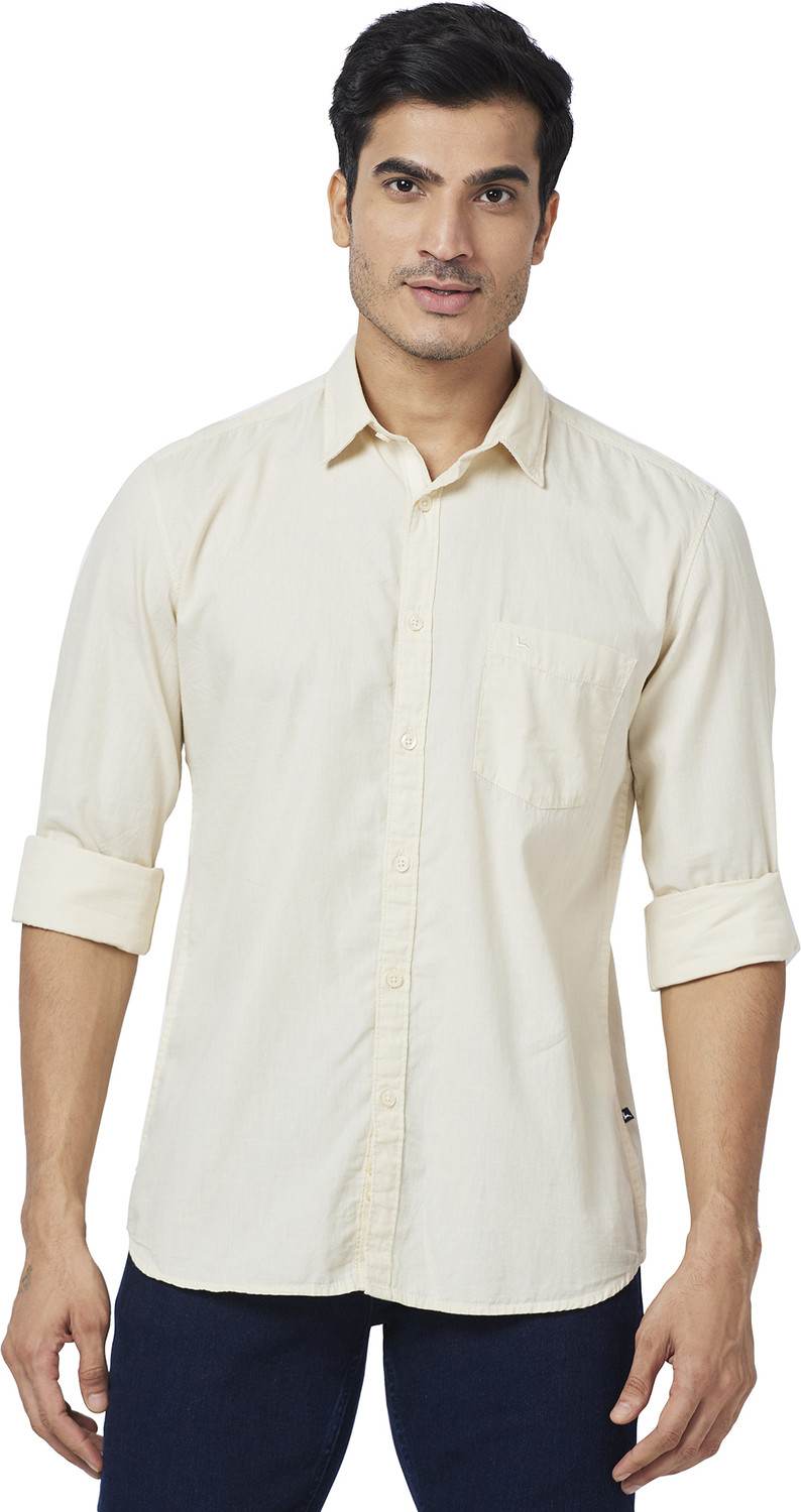 Image of PARX Men Slim Fit Solid Spread Collar Casual Shirt